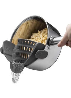 اشتري Clip on Strainer, Pots Pan Pasta Strainer, Silicone Strainer, Hands-Free Pan Strainer, Food Strainer for Spaghetti, Pasta, Ground Beef Fits All Bowls and Pots, Gray, في الامارات