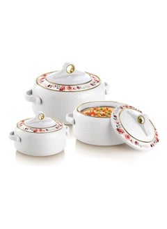 اشتري Coral Casserole Food Warmer Stainless Steel Insulated Hotpot 3 Pc Set في الامارات