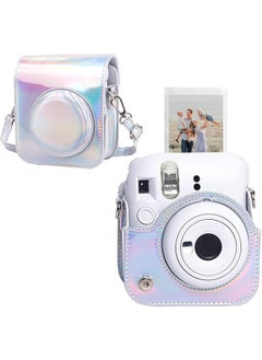 Buy Protective Camera Case for Fujifilm Instax Mini 12 Instant Camera|PU Leather Camera Cover with Adjustable Shoulder Strap - iridescent silver in UAE