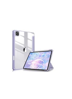 Buy Hybrid Case Compatible with iPad Pro 11 Inch (2022/2021/2020/2018, 4th/3rd/2nd/1st Generation) - Ultra Slim Shockproof Clear Cover w/Pencil Holder, Auto Wake/Sleep, Lavnder in Egypt