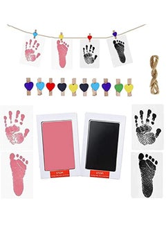 Buy Baby Footprint Handprint Pet Paw Print Kit, Inkless Print Kits with 2Ink Pads + 4 Imprint Cards+10 Heart Clips +Hanging Rope Non-Toxic Safe and Clean-Touch for Family Keepsake in Saudi Arabia