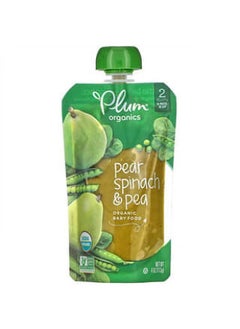 Buy Plum Organics, Organic Baby Food, Stage 2, Pear, Spinach & Pea, 4 oz (113 g) in UAE