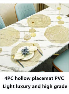 اشتري 4-Piece Dining Table Decorative Placemats Polyvinyl Chloride Golden 38 Centimeter في الامارات