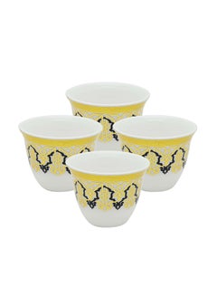 Buy Ceramic Cawa Cup, P00006, 4 Pcs Set - Style 3, 90Ml in UAE