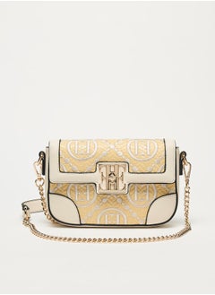 Buy Women Monogram Detail Crossbody Bag with Detachable Chain Strap in UAE