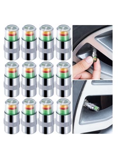 اشتري SYOSI 12Pcs 2.2Bar 32PSI Tire Pressure Monitor Valve Stem Caps Car Tire Pressure Sensor Indicator Tire Pressure Alert 3 Color for Car Motorbike Bicycle في الامارات