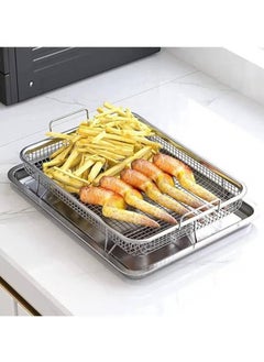 Buy Roasting tray with strainer, 2*1, silver stainless steel tray in Egypt