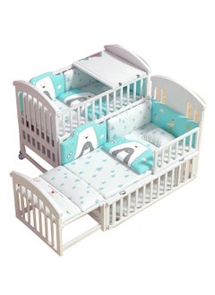 Buy Baby Crib, Baby Wooden Cot, Bed Multifunctional  Rocker, Convertible Desk And Kids Sofa With Mosquito Net in UAE