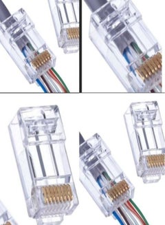 Buy Cat6 RJ45 Ends Flat type, Bolein 25-Pack Cat6 Connector, Cat6a / Cat5e RJ45 Connector, Ethernet Cable Crimp Connectors UTP Network Plug for Solid Wire and Standard Cable, Transparent in UAE