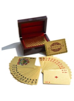 اشتري 24K Gold Foil Plated Playing Cards Traditional Set With Wooden Box Free في السعودية