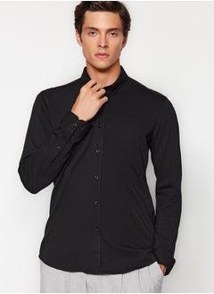 اشتري Black Slim Fit Comfortable Flexible Button Collar Basic Shirt TMNAW24GO00028 في مصر