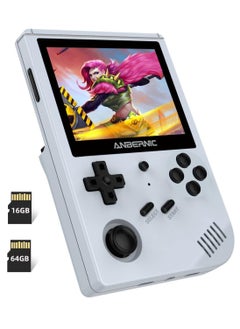 Buy RG351V Handheld Game Console, Plug & Play Video Games Supports Double TF Extend 256GB, Portable Game Console 3.5 Inch IPS Screen 2521 Games (Grey) in UAE