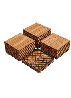 Buy 𝐅𝐅𝐃  Interlocking Floor Tiles 31x31x3 cm | Durable Hardwood Decking Tiles with Snap Plastic Base | Waterproof & Weather-Resistant in UAE