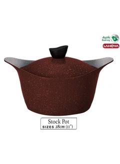 Buy Red granite pot with lid 28 cm 6.15 liters in Saudi Arabia