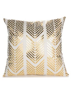 Buy Cushion Covers 18x18 inch for Home Decor Hot Stamping Sofa Cushion Pillow Cover (White and Golden) in UAE