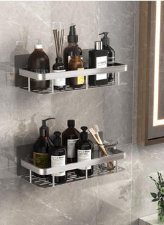 اشتري 2 Packs Bathroom Shower Shelf,Bathroom Organizer Shower Caddy Shelf,Bathroom Storage Shelf,Wall Shelf,No Drilling wall mounted Shower Shelves Silver في السعودية