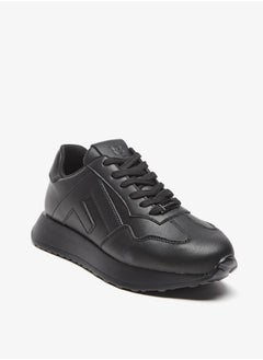 Buy Monotone Low Ankle Sneakers with Lace-Up Closure in Saudi Arabia