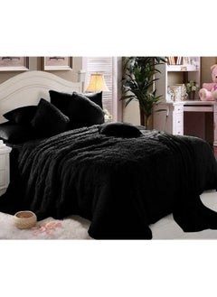 اشتري COMFY 6 PC KING SIZE FAUX FUR BLACK SOFT & FLUFFY COMFORTER SET في الامارات