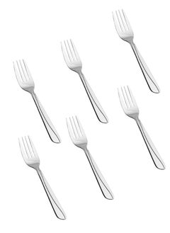 Buy 6-Piece Japanese Stainless Steel Dessert Fork Set Silver in Saudi Arabia