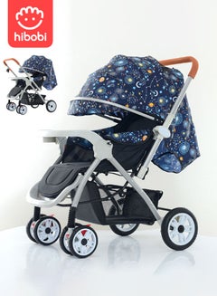 Buy Foldable Sitting And Lying Four-Wheel Shock-Absorbing Baby Single Stroller-Blue in Saudi Arabia