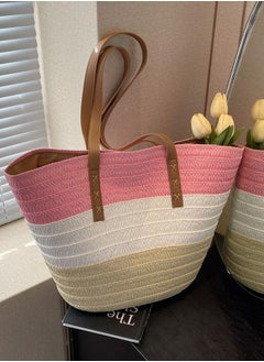 Buy Color Block Raffia Shoulder Bag in Saudi Arabia