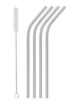 Buy Stainless Steel Straws Reusable 4 Set with Cleaning Brush in Egypt