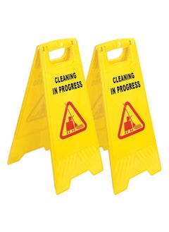 Buy (Pack of 2)Safety wet floor signage & Cleaning in Progress Sign Board, Caution Wet Floor Warning Signs 2-Sided Yellow Caution Board for commercial use in UAE