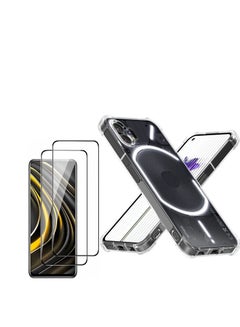 Buy 1+2 Case for Nothing Phone 1, with Tempered Glass Screen Protector 2 Pcs, Soft Slim Cover Transparent Flexible TPU Back Hard PC Frame Bumper Reinforced Corners Cover ,Nothing Phone 1(Clear) in UAE