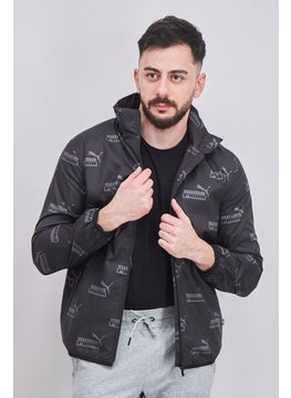 Buy Men Sportswear Fit Long Sleeve Outdoor Jacket, Black in UAE