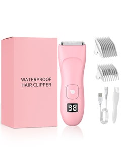 اشتري ماكينة قص الشعر وتشذيب الشعر مقاومة للماء قابلة لإعادة الشحن، ماكينة حلاقة رطبة وجافة للمناطق الحساسة - شاشة LED رقمية في السعودية