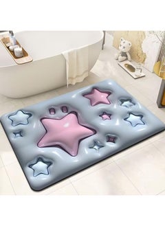 Buy 3D Flower Bathroom Mat Shower Entrance Carpet Bathmat Rug Absorbent Floor Quick Dry Non-Slip Mat in UAE