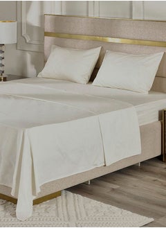 Buy Serena Super King Flat Sheet Set, Ivory – 300 TC, 274x274 cm in UAE