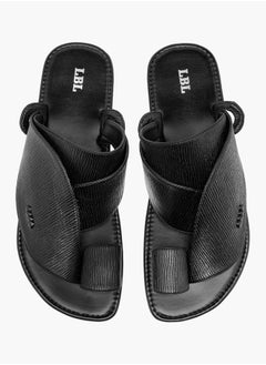 Buy Men Textured Slip-On Arabic Sandals with Toe Loop in Saudi Arabia