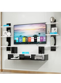 Buy Wall Mounted TV Unit, Cabinet, with TV Stand Unit Wall Shelf for Living Room (White&Black) in UAE