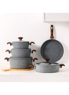 اشتري Falez 9-Pc Ultima Granite Cookware Set - Silver في الامارات