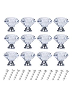 Buy 12 pack drawer knobs diamond shaped crystal glass 30mm cabinet knobs pull handles. in UAE