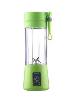 Buy Portable Wireless Rechargeable 4 Blades USB Electric Blender Juicer Cup Plastic Fruit Grinder 380ml Juice Bottle Mini Automatic Smoothie Cider Device (Green) in UAE