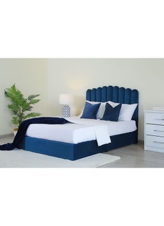 اشتري Anna Queen Bed Velvet Blue 160x200 cm في الامارات