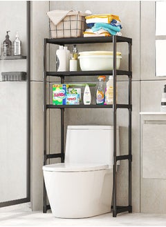 Buy 3 layer towel storage rack storage rack above toilet bathroom space saver black in Saudi Arabia