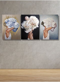 Buy Decorative Wall Art Painting with a Woman design, 3 pieces, size 120x60 cm in Saudi Arabia