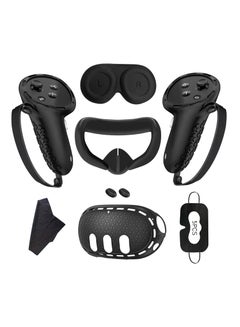 Buy Protective Cover for Oculus/Meta Quest 3 Accessories, Silicone Controllers Grip Cover Protector, Soft Shell Skin with Face Cover and Lens Cover (Black) in UAE