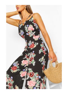 Buy Floral Polka Dot Strappy Culotte Jumpsuit in Saudi Arabia