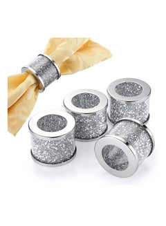 Buy Sliver Napkin Rings Set, Sparkly Glass Napkin Holder with Metal Frame for Holiday, Metal Ring for Dinner Party, Wedding Decor, Table Decorations (4 Pcs) in Saudi Arabia