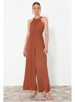 Buy Cinnamon Flower Patterned Mini Woven Jumpsuit with Drawstring Detail at the Waist TWOSS23TU00121 in Egypt