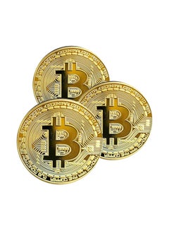 Buy SAPU 3 Pieces Physical Bitcoin Medal with 24 Carat Real Gold Plated Virtual Currency Coin Collectibles Gift BTC Coin Art Collection Physical (Golden) in UAE
