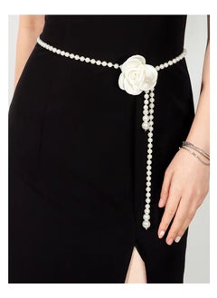 اشتري Camellia Flower Pearl Waist Chain Elegant Belt AccessoryWhite Petal lace style White Petal lace style في السعودية