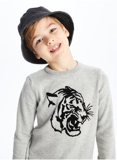 اشتري Crew Neck Printed Long Sleeve Boy Tricot Sweater في مصر