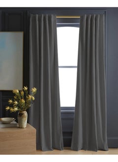 Buy Velvet Curtains Soft Fabric 1Piece Grey-140x280 in Egypt