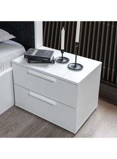 اشتري Serenity Night Stand Multifunctional Bedside Table Space Saving Nightstand End Table Storage For Bedroom 55x41x43.5cm White/Black في الامارات