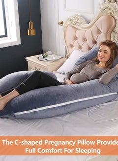 Buy Pregnancy Pillow, 135cm Full Body Pillow Maternity Pillow for Pregnant Women, Comfort C Shaped Pillow with Removable Washable Velvet Cover(Grey, 135 x 68cm) in Egypt